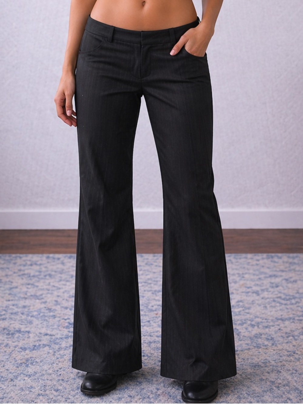 Y2K Suzy Shier Pinstripe Low Rise Glare Trousers